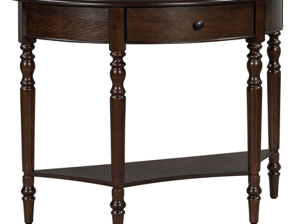 Half Moon Console Table With Drawer & Shelf