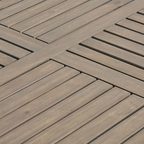 Transitional Acacia Wood Dining Table With Slat Panel Top - Gray