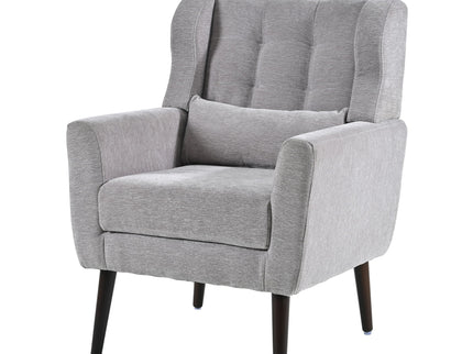 Modern Accent Chair, Arm Chairs For Living Room, Upholstered Mordern Armchair, Comfy Soft Padded Lounge Chair In Small Space, Bedroom, With Pillow, Solid Wood Leg