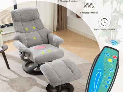 Ergonomic Recliner Chair With Ottoman, Modern 360° Swivel With Footstool