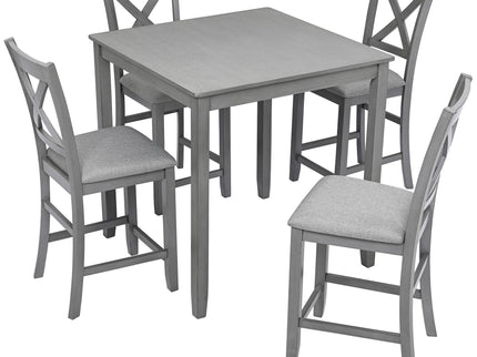 5 Piece Dining Table Set, Wooden Dining Square Table Set For 4