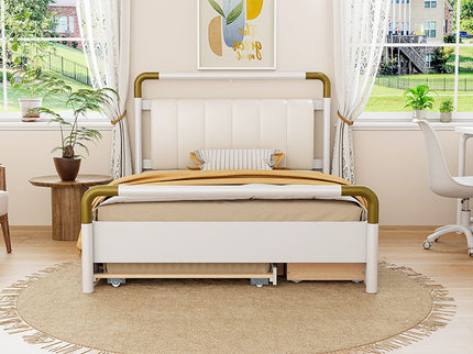 Storage Platform Bed, With 2 Big Drawers, Trundle