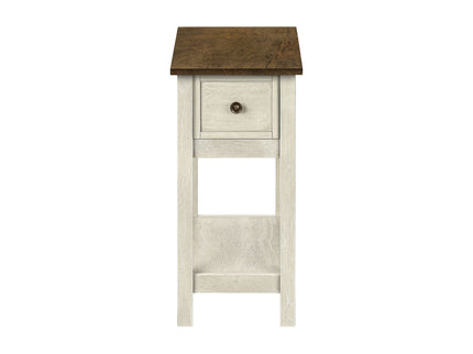 Accent End Table, 2 Tier, Narrow, Lamp, Storage Drawer, Charming Design