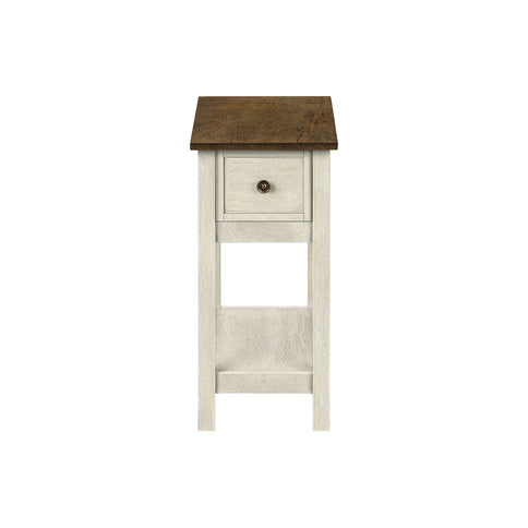 Accent End Table, 2 Tier, Narrow, Lamp, Storage Drawer, Charming Design