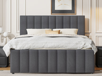 Upholstered Platform Bed With Twin Size Trundle And 3 Drawers