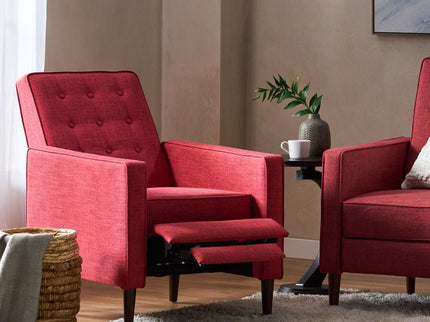 Mid-Century Modern Recliner With Button Tufted Waffle Stitch