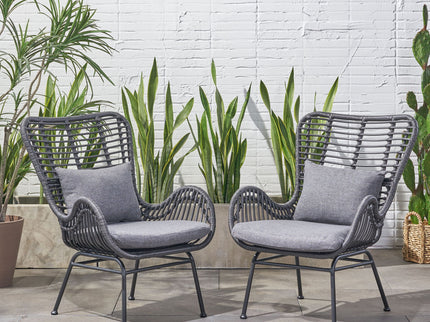 Modern Aesthetic Outdoor Rattan Accent Chair With Metal Legs