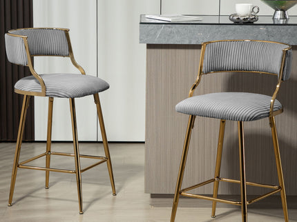 Counter Height Bar Stools With Powder Coating Base And Footrest (Set of 2) -