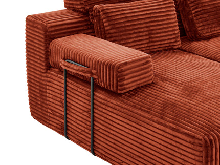 Sectional Sleeper Sofa & Storage Pockets, Modular Couch With Throw Pillows For Living Room