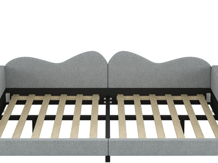 Upholstered Daybed, Sherpa Fabric Sofabed With Cloud-Shaped Backrest