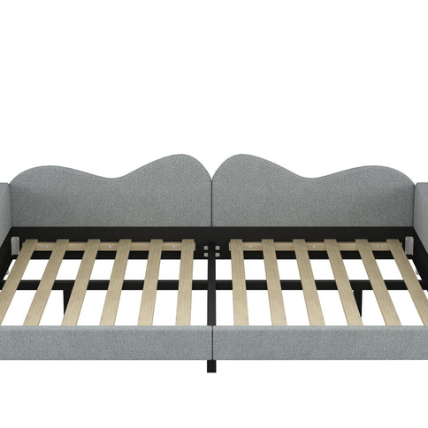 Upholstered Daybed, Sherpa Fabric Sofabed With Cloud-Shaped Backrest