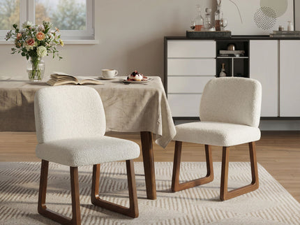 Dining Chair With Curved Legs (Set of 2) - Beige / Brown