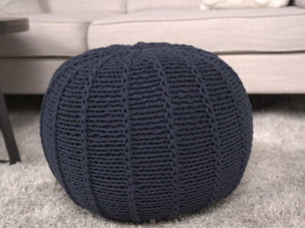 Bordeaux - Knitted Round Pouf Ottoman And Floor Cushion