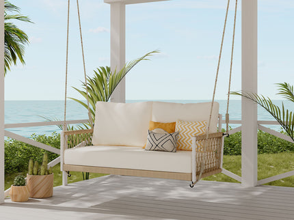 Outdoor Swing Sofa With Soft Cushions For Patio - Beige