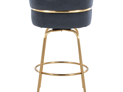 Cinch - Glam / Art Deco Fixed Height Counter Stool With Swivel With Round Footrest (Set of 2)