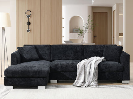 Modern Cloud Sectional Sofa L Shaped Luxury Couch Set With 2 Free Pillows 4 Seat With Oversized Chaise