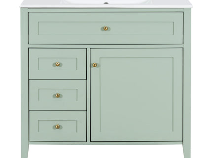 Bathroom Vanity With Sink, 3 Drawers & Cabinet With Adjustable Shelves