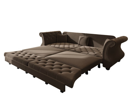 Oversized Chesterfield Pull Out Sofa Bed, Roll Arm Couch With Flower Tufting For Living Room