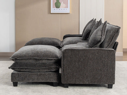Modern Sectional Sofa With Removable Ottomans, USB Ports