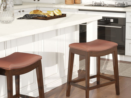 Barlow - Backless Saddle Counter Stool - Brown