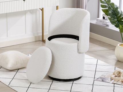 Barrel Chair & Built In Storage, 360° Swivel - Beige
