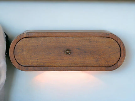 Wall Mounted Round Bedside Table - Chestnut