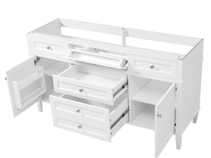 Bathroom Vanity Cabinet Only, 3 Drawers & 2 Doors, Adjustable Shelf, Soft Close Hinges - White