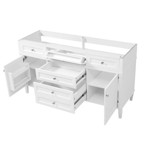Bathroom Vanity Cabinet Only, 3 Drawers & 2 Doors, Adjustable Shelf, Soft Close Hinges - White