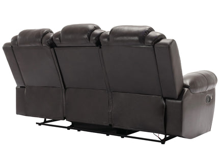 3 Pieces Recliner Sofa Sets Home Theater Seating Manual Recliner Chair & Center Console And LED Light Strip For Living Room - Brown