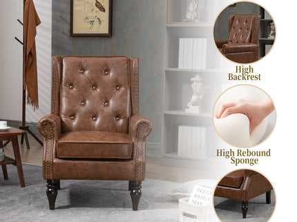 Modern Accent Armchair With Sturdy Wood Legs