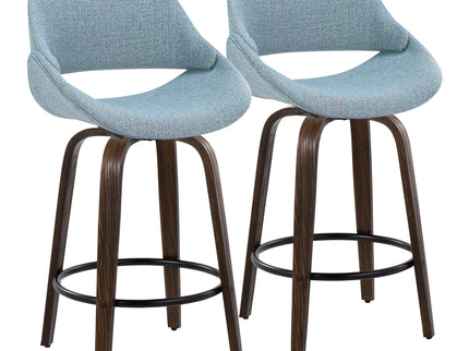Fabrico - Mid Century Modern Fixed Height Counter Stool & Round Footrest (Set of 2)