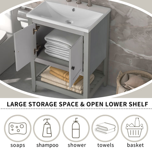 Modern Bathroom Vanity With Sink And Open Shelf