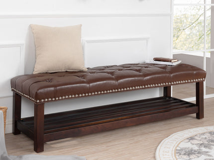 Bedroom End Of Bed Bench Tufted Upholstered End Of Bed Bench End Of Bed Entrance Shoe Bench With Nailhead Trim And Shelf Bedroom Upholstered Bench Living Room Shoe Rack Footstool