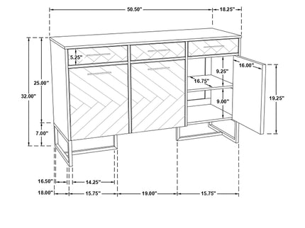 Paloma - 3 Door Herringbone Accent Cabinet - Natural