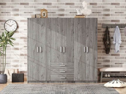 6 Doors Wardrobe Storage For Bedroom, With Big Drawers