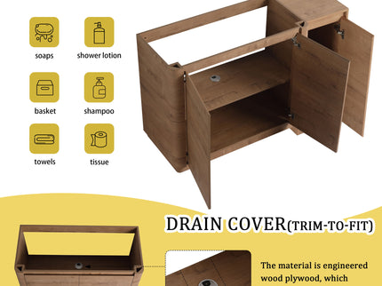 Freestanding Bathroom Vanity With Sink, 1 Small Storage Cabinet, Soft Close Door