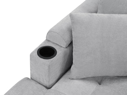 U Shaped Sectional Sofa, Corner Living Room Couch With Built In Cup Holders, Storage, USB Ports