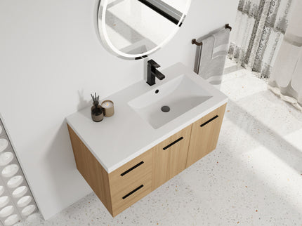 Wall Mounted Floating Bathroom Vanity With Sink, Door & Drawers Modular Cabinet