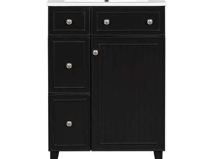 Transitional Style Bathroom Vanity Cabinet With Ceramic Sink