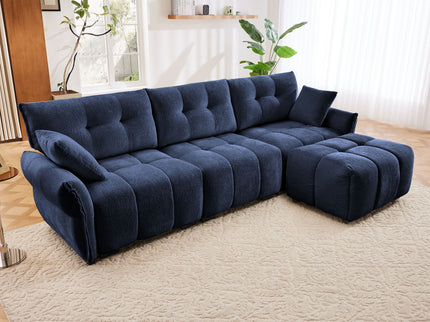 Sofa Set With Ottoman And Pillows, Textured, High Resilience Cushions