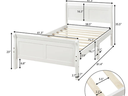 Platform Bed Frame Mattress Foundation Sleigh Bed With Headboard / Footboard / Wood Slat Suppor
