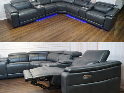 L - Shaped Recliner Sectional Sofa With Bluetooth Speakers, Wireless Charging, LED Lights