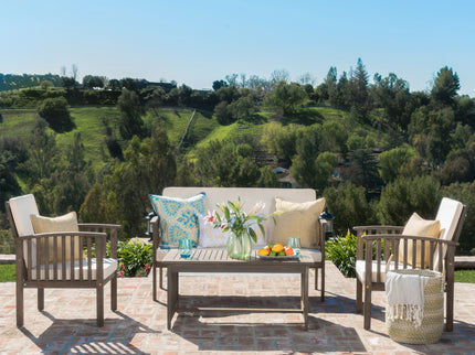 4 Piece Set Outdoor Chat Set With Water Resistant Cushions