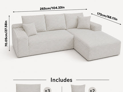 Modern L-Shaped Sectional Sofa With Left Facing Chaise