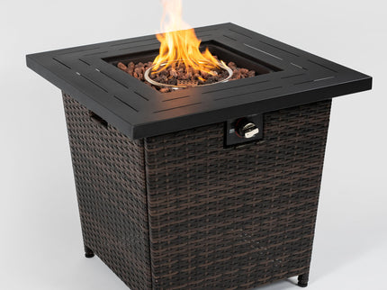 Square Fire Pit Table - Black Brown