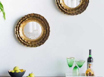Round Wall Mirror With Metal Frame, Mid Century Modern Accent Mirror For Living Room - Gold
