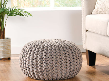 Moro - Knitted Round Pouf With Pumpkin Shape