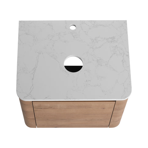 Wall Mounted Bathroom Vanity With Art Sink, 2 Storage Shelves, Soft Close Door