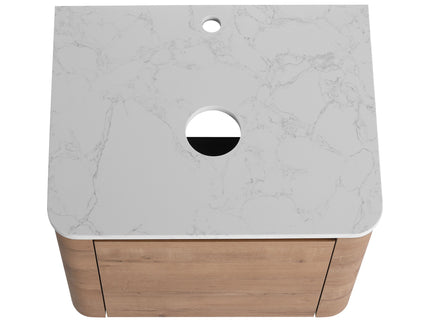 Wall Mounted Bathroom Vanity With Art Sink, 1 Storage Shelf, 2 Soft Close Doors