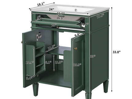 Bathroom Vanity With 2 Doors And Tip Out Drawer, Soft Closing Hinges